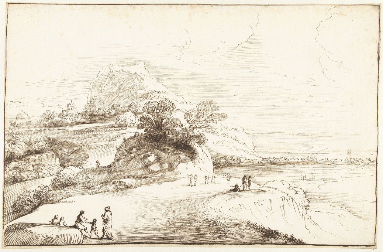 Mountain Landscape with a Distant Vista by Guercino