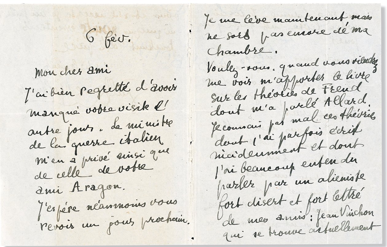 Letter to Andre Breton by Guillaume Apollinaire