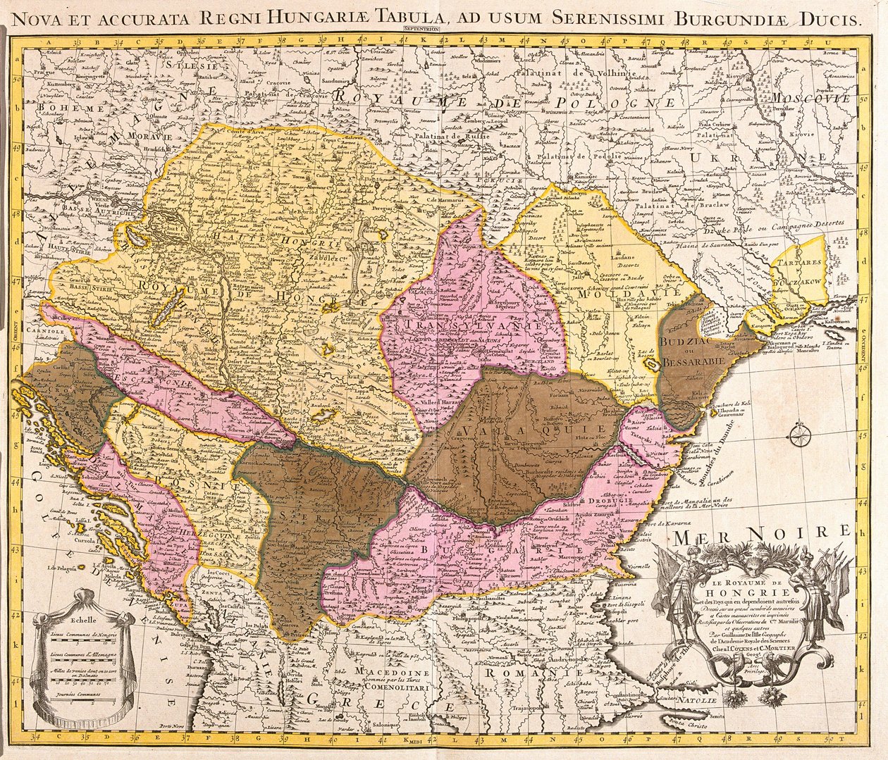 Map of the Kingdom of Hungary (etching) by Guillaume Delisle