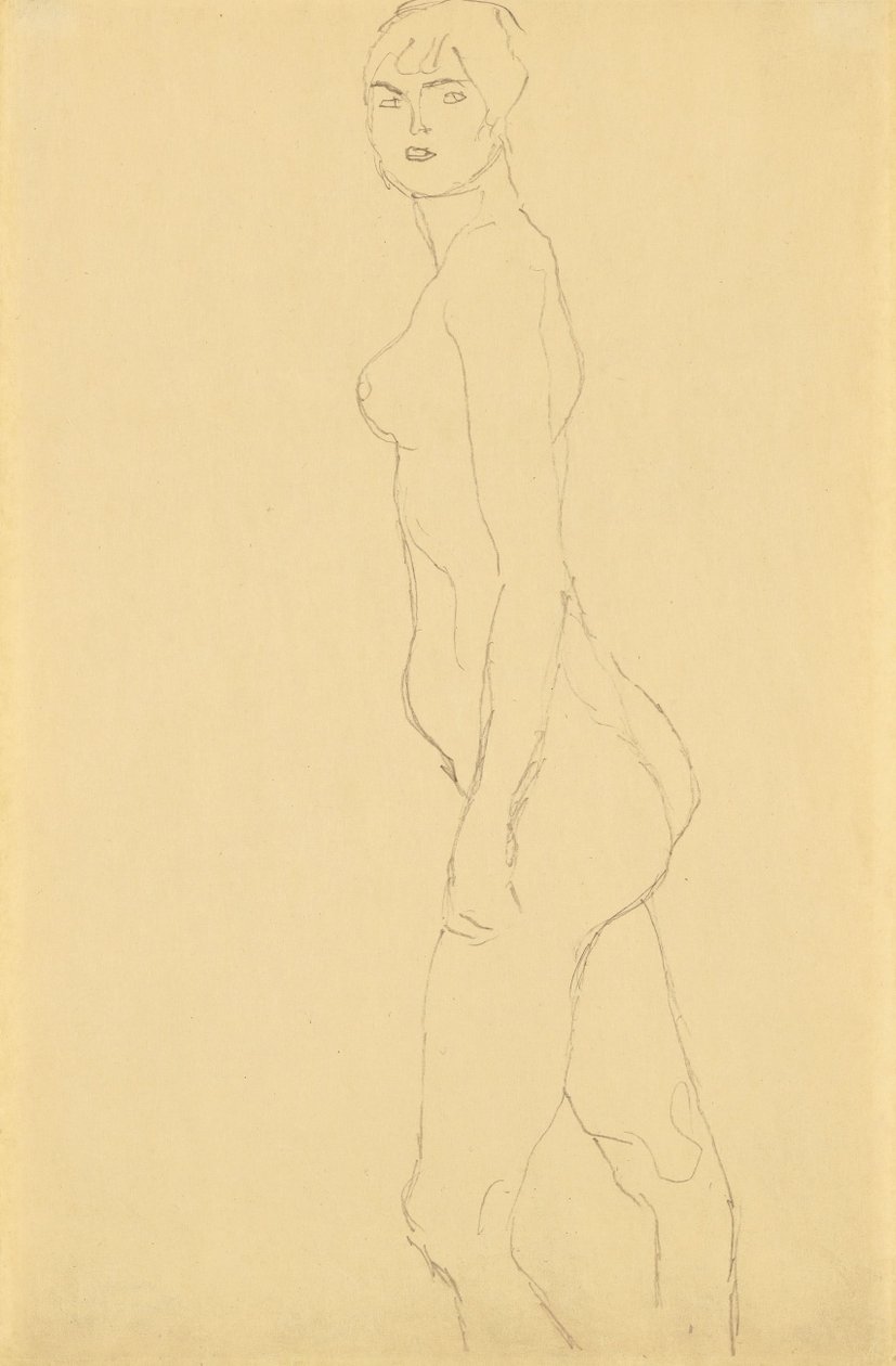 Nude Facing Left by Gustav Klimt