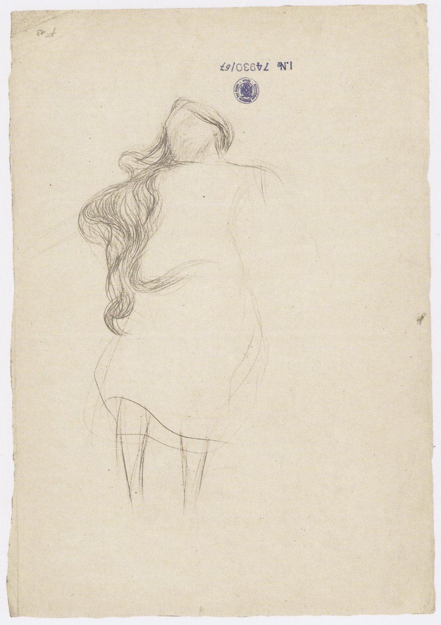 Clothed Floating Figure with Hanging Hair by Gustav Klimt