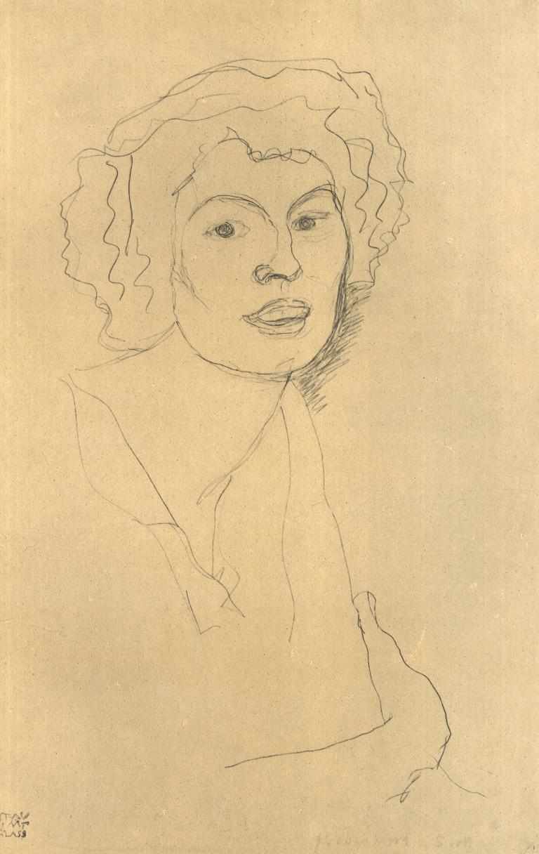 Bust in Three-Quarter Profile Facing Right by Gustav Klimt