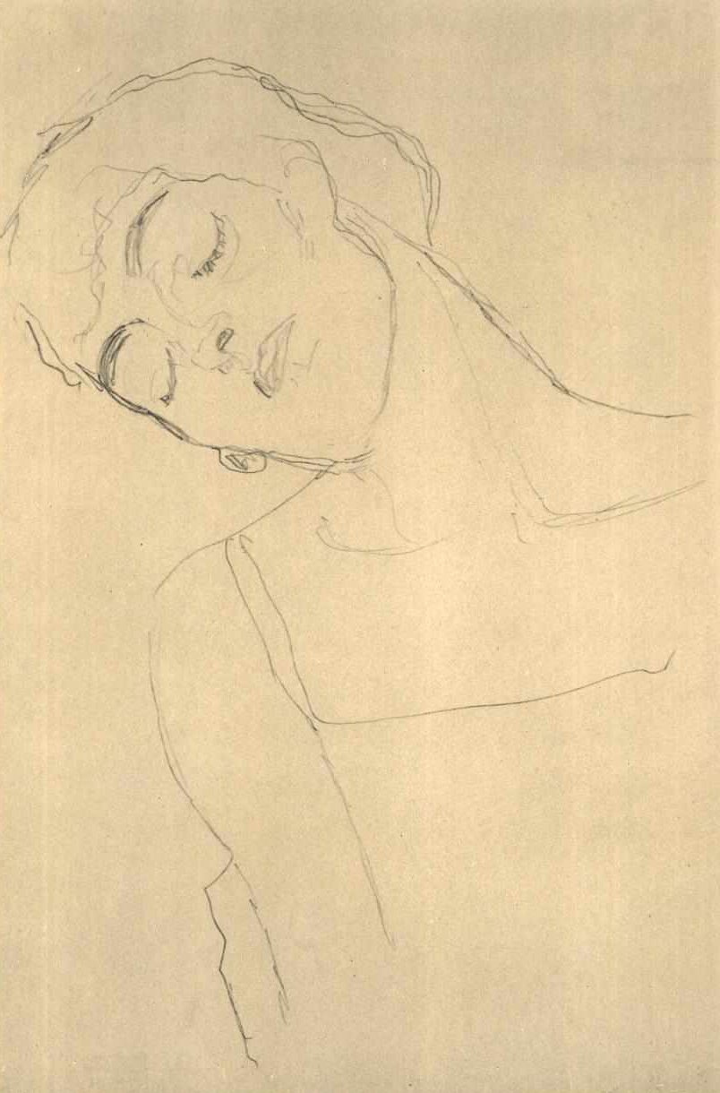 Bust with Closed Eyes by Gustav Klimt
