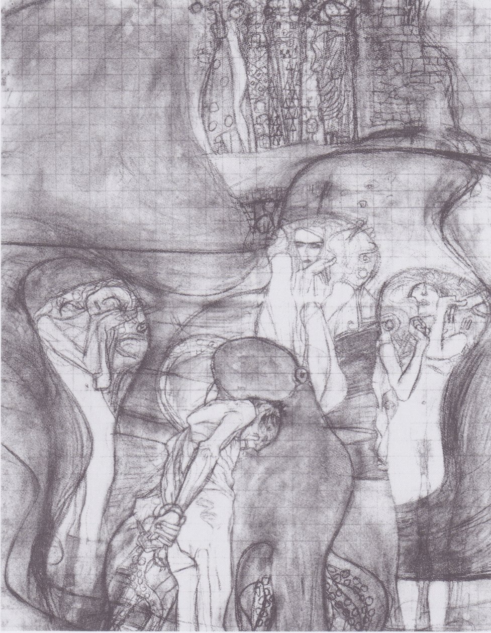 Painted Composition Draft for Jurisprudence by Gustav Klimt