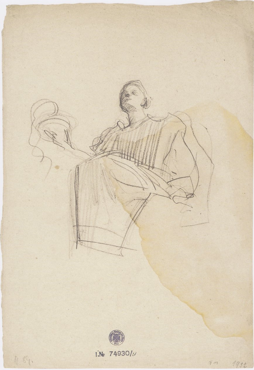 Hygieia Sitting Facing Left, Holding the Bowl with the Snake of Asclepius by Gustav Klimt