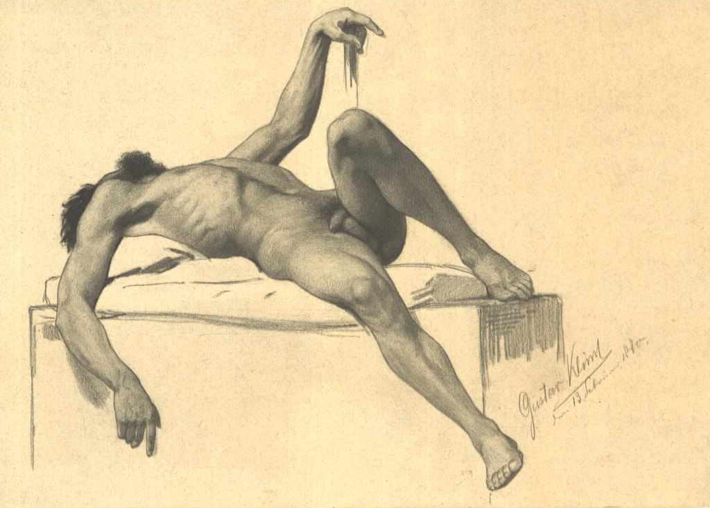 Reclining Male Nude by Gustav Klimt