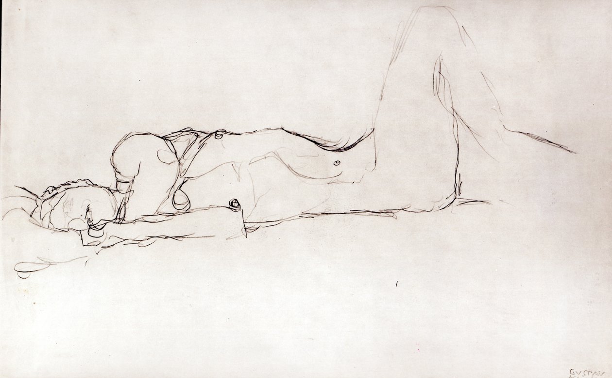 Nude Woman in Bed, c.1914 by Gustav Klimt