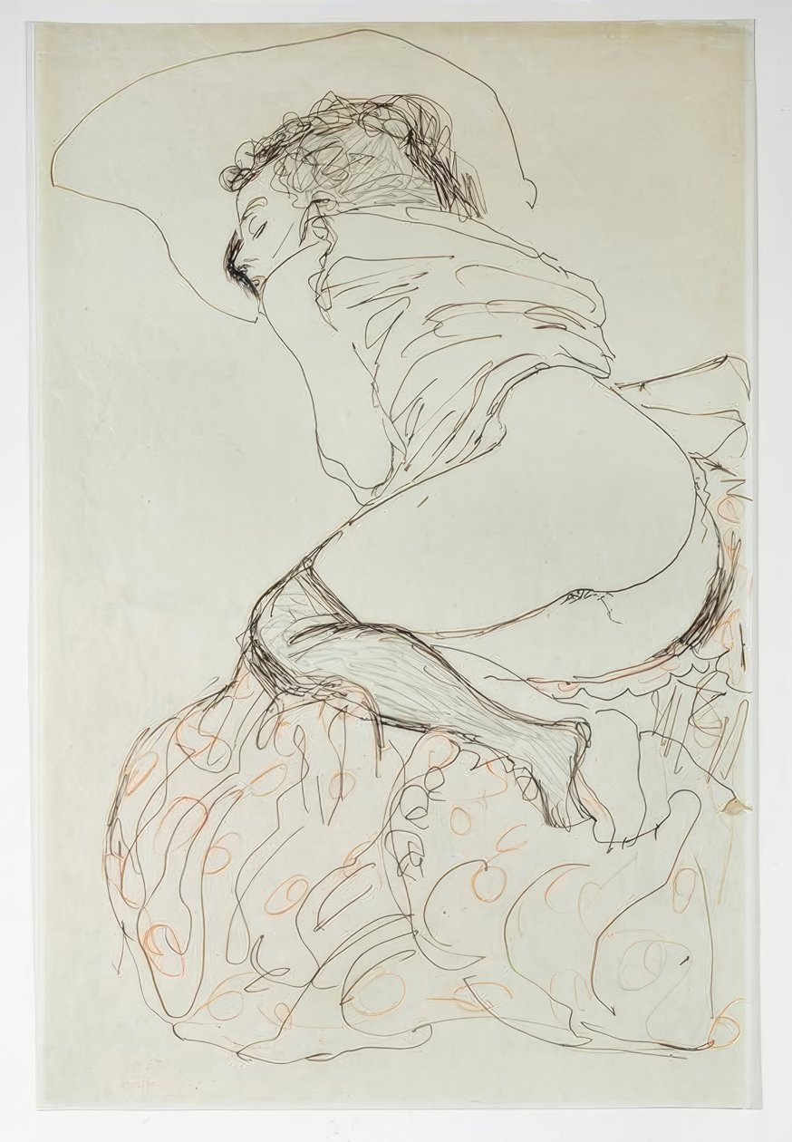 Reclining Semi Nude, Turned to the Left by Gustav Klimt