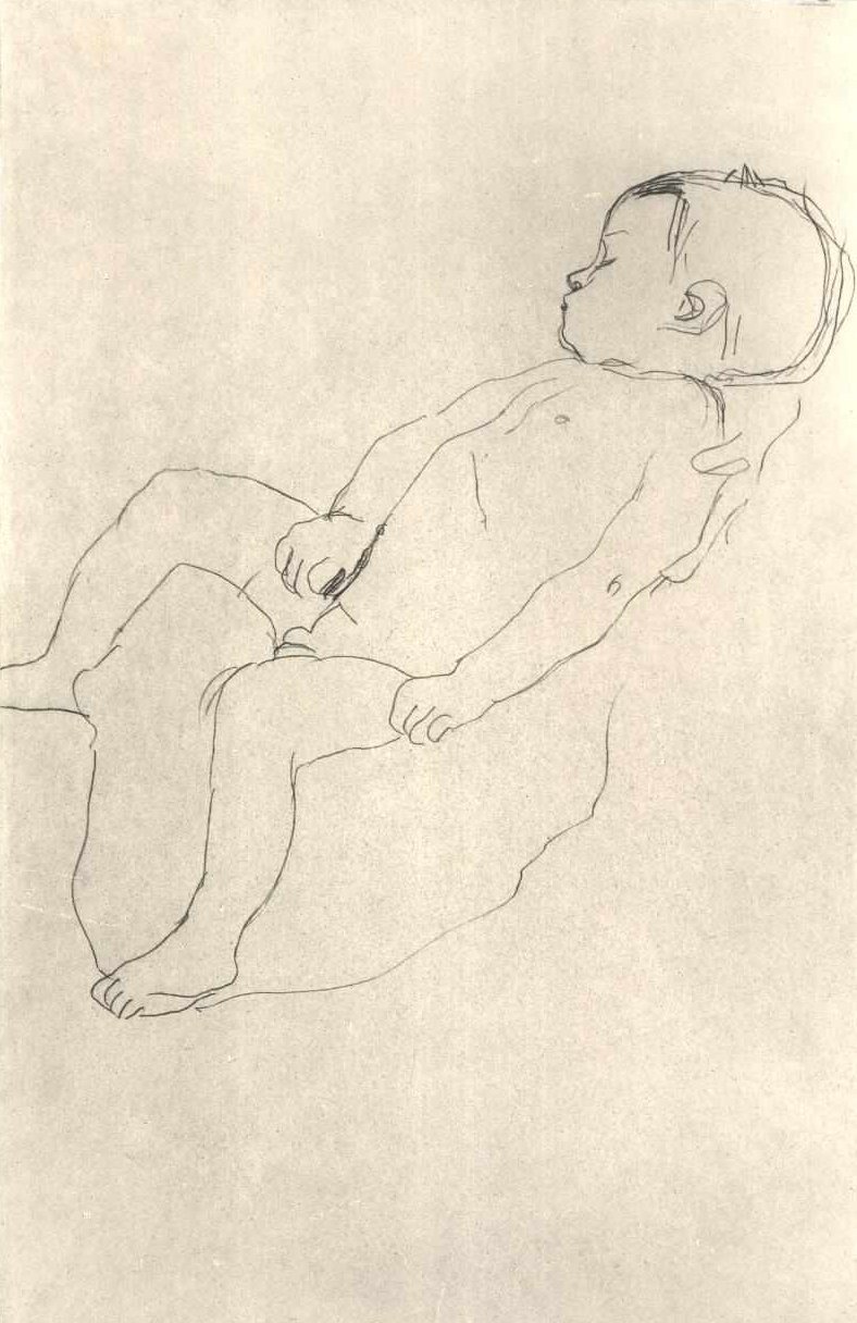 Sleeping Boy Facing Left by Gustav Klimt