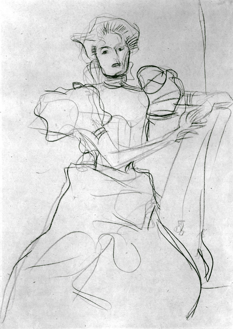 Seated Woman - Study for a Portrait of Sonja Knips, c.1898 by Gustav Klimt