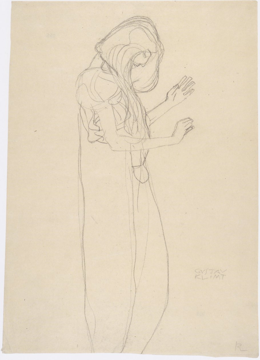 Standing Female Figure to the Right by Gustav Klimt