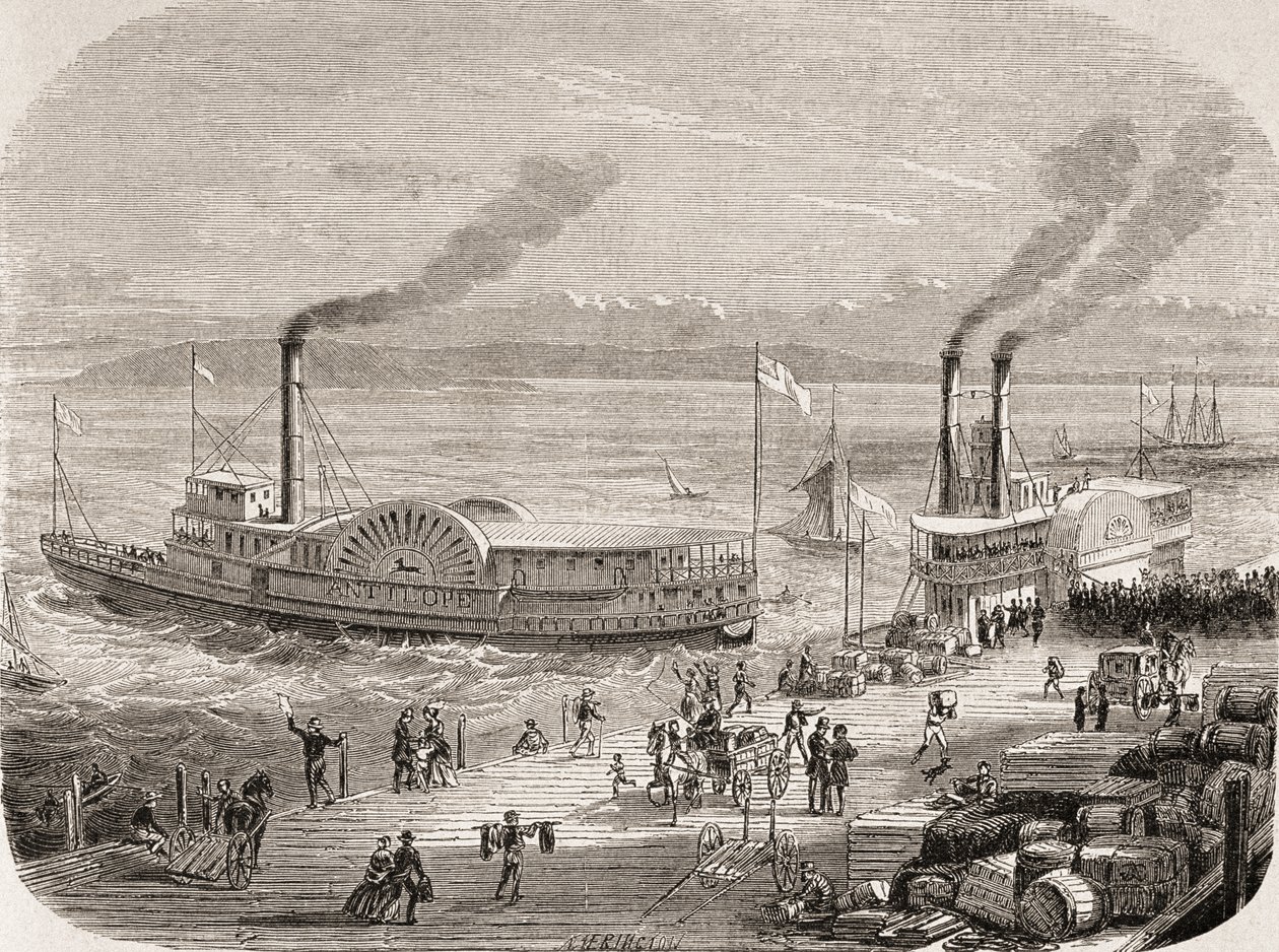 The San Francisco Docks in the 1860s by Gustave Adolphe Chassevent Bacques