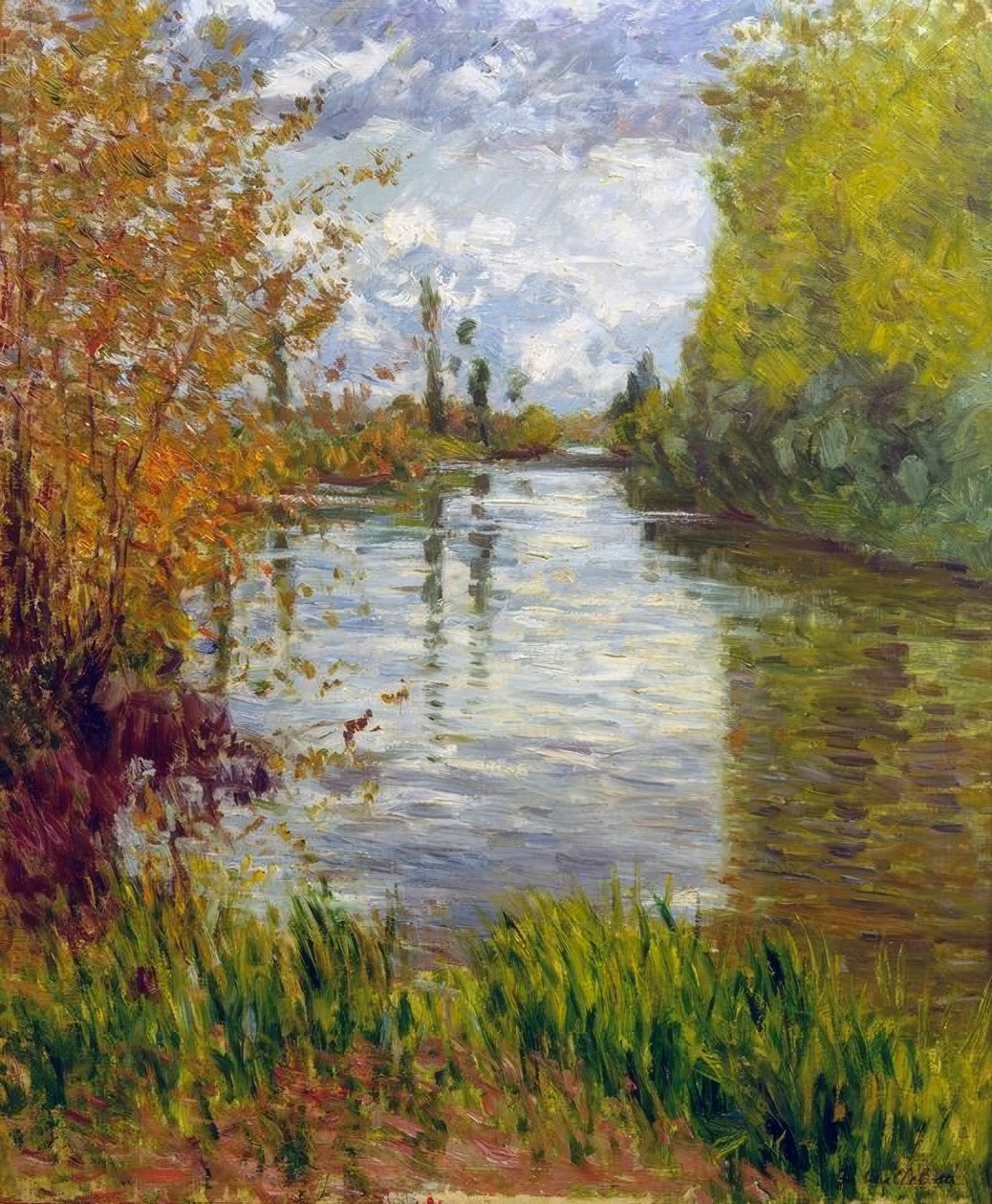 The Small Arm of the Seine in Autumn by Gustave Caillebotte