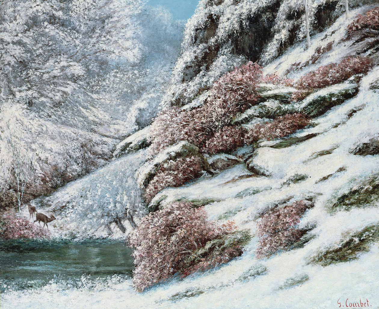 Deer in a Snowy Landscape, 1867 by Gustave Courbet