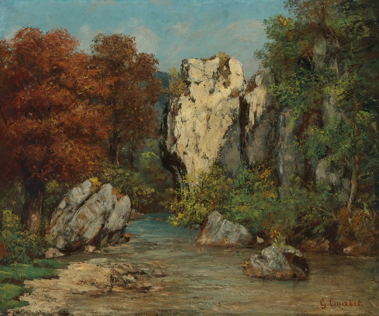 Landscape with Stream and Rock by Gustave Courbet