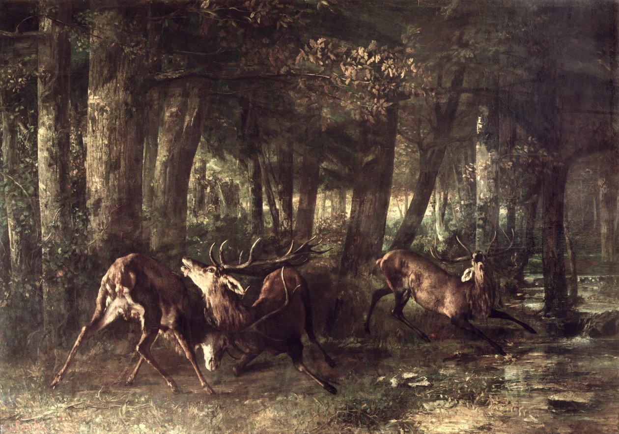 Spring, Stags Fighting, 1861 by Gustave Courbet