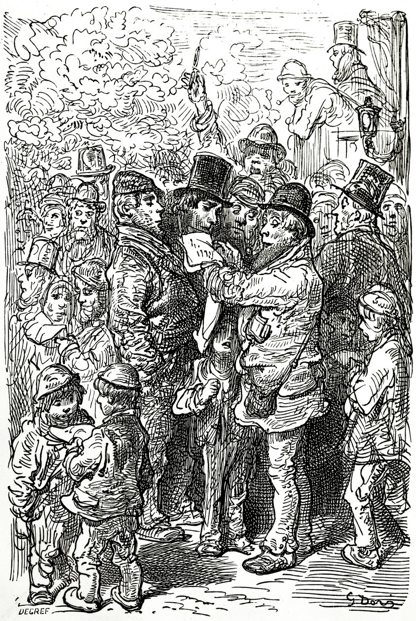 Betting on a Boxing Match Outside the Ring in London by Gustave Dore