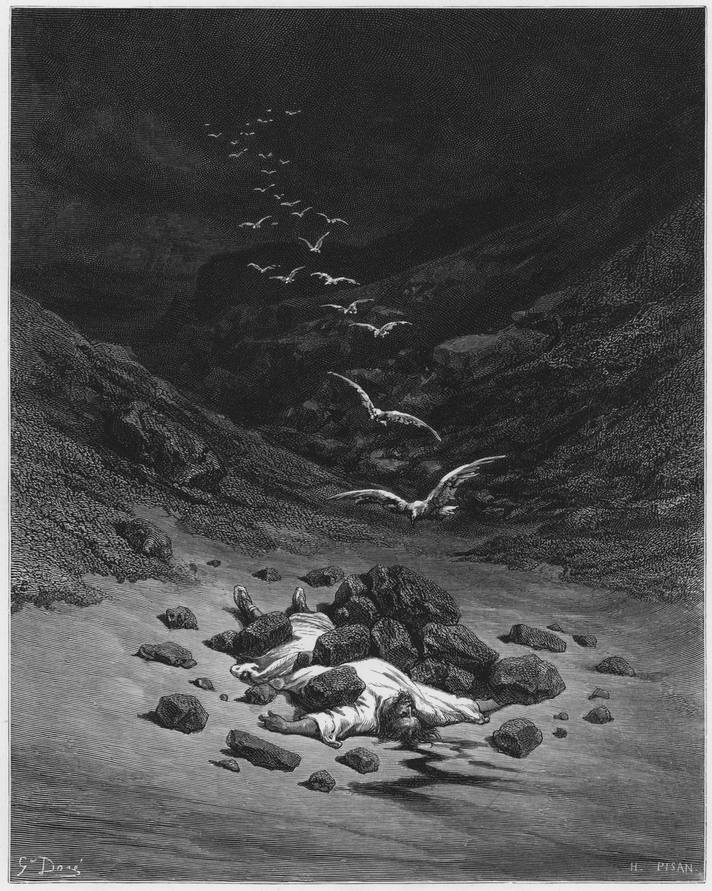 Achan stoned by Gustave Dore