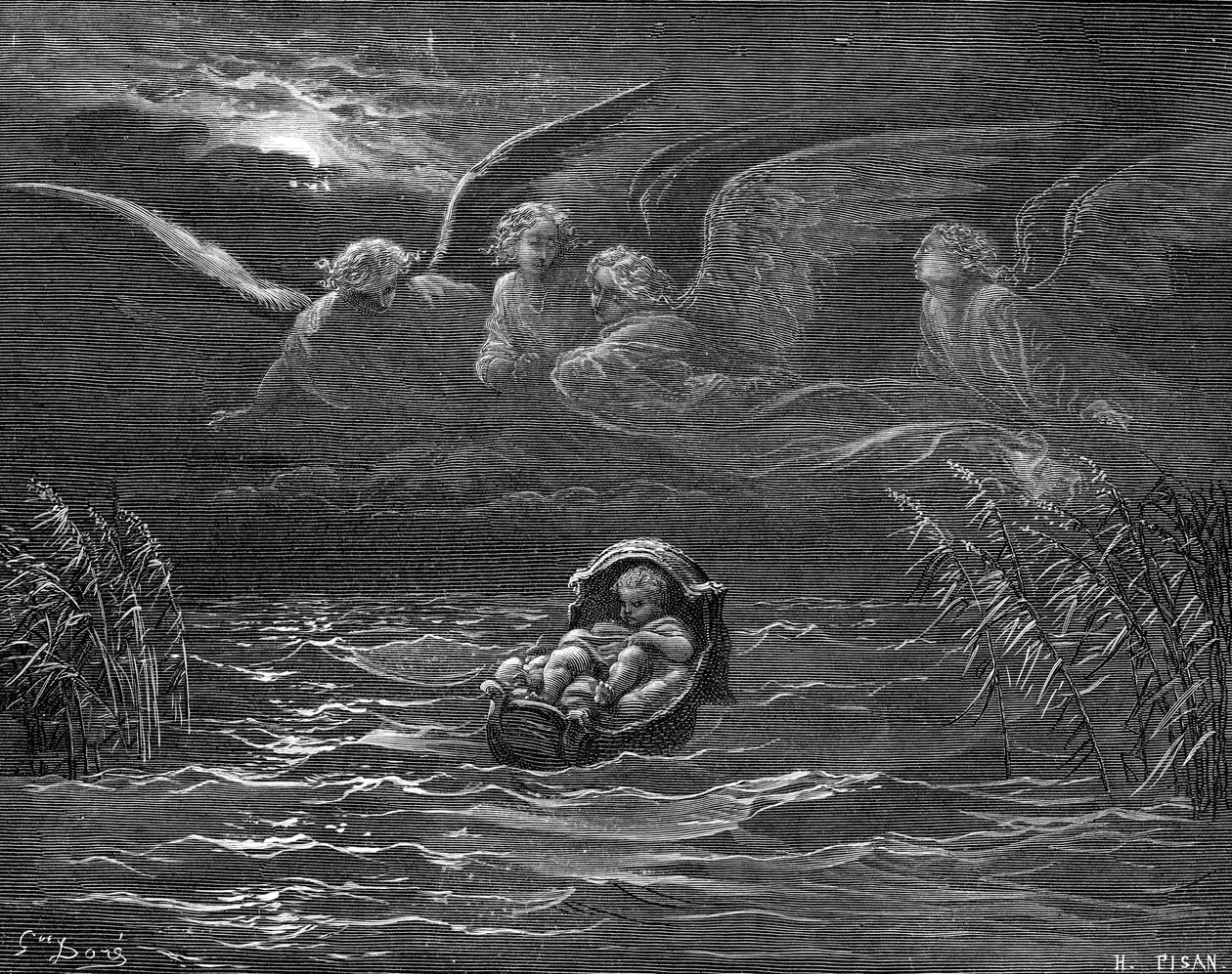 Moses on the River Nile (engraving by Doré) by Gustave Dore