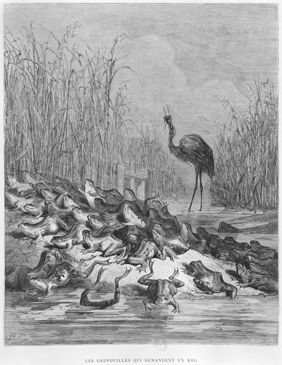 The frogs asking for a king, illustration from 