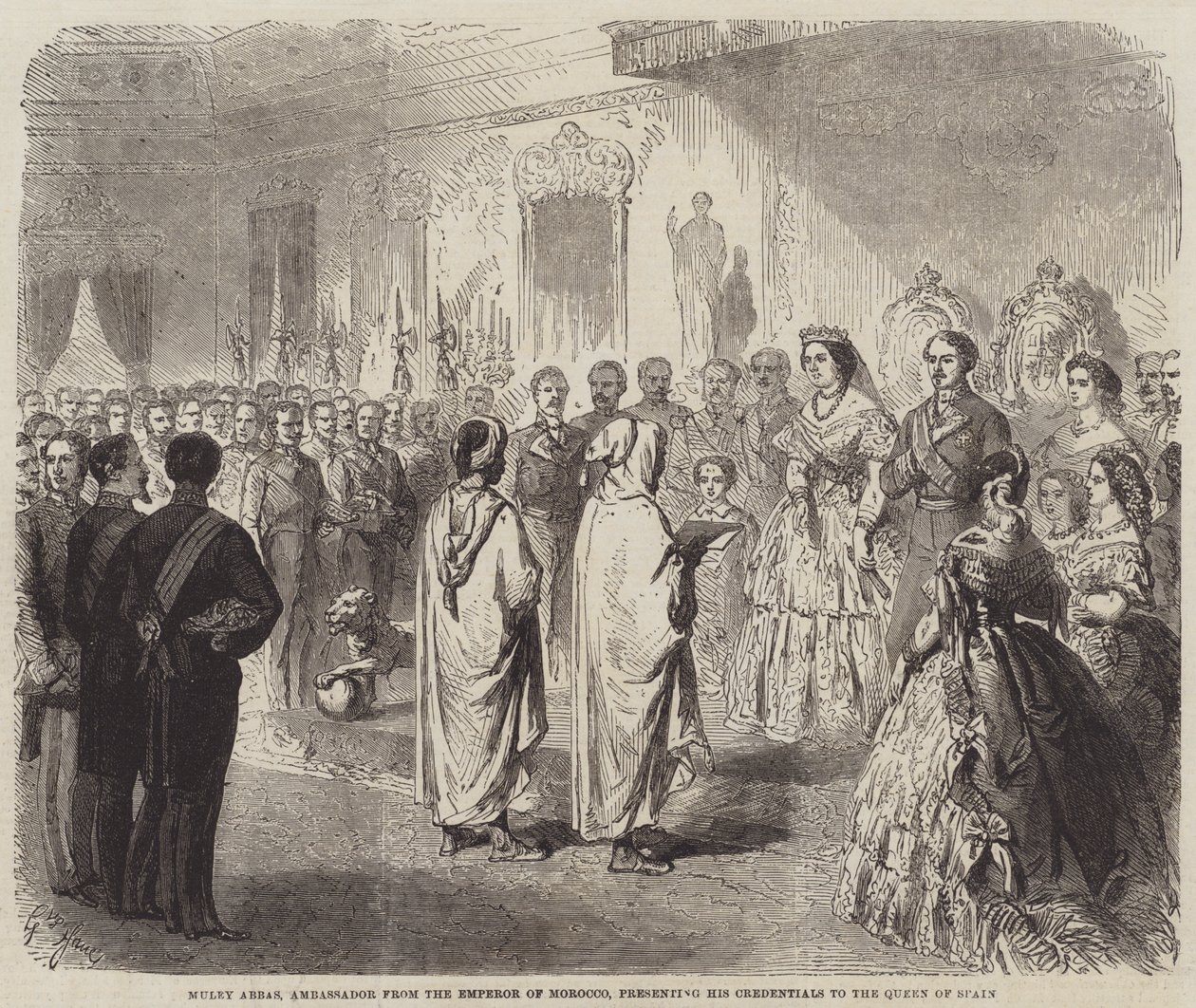 Muley Abbas, Ambassador from the Emperor of Morocco, presenting his Credentials to the Queen of Spain by Gustave Janet