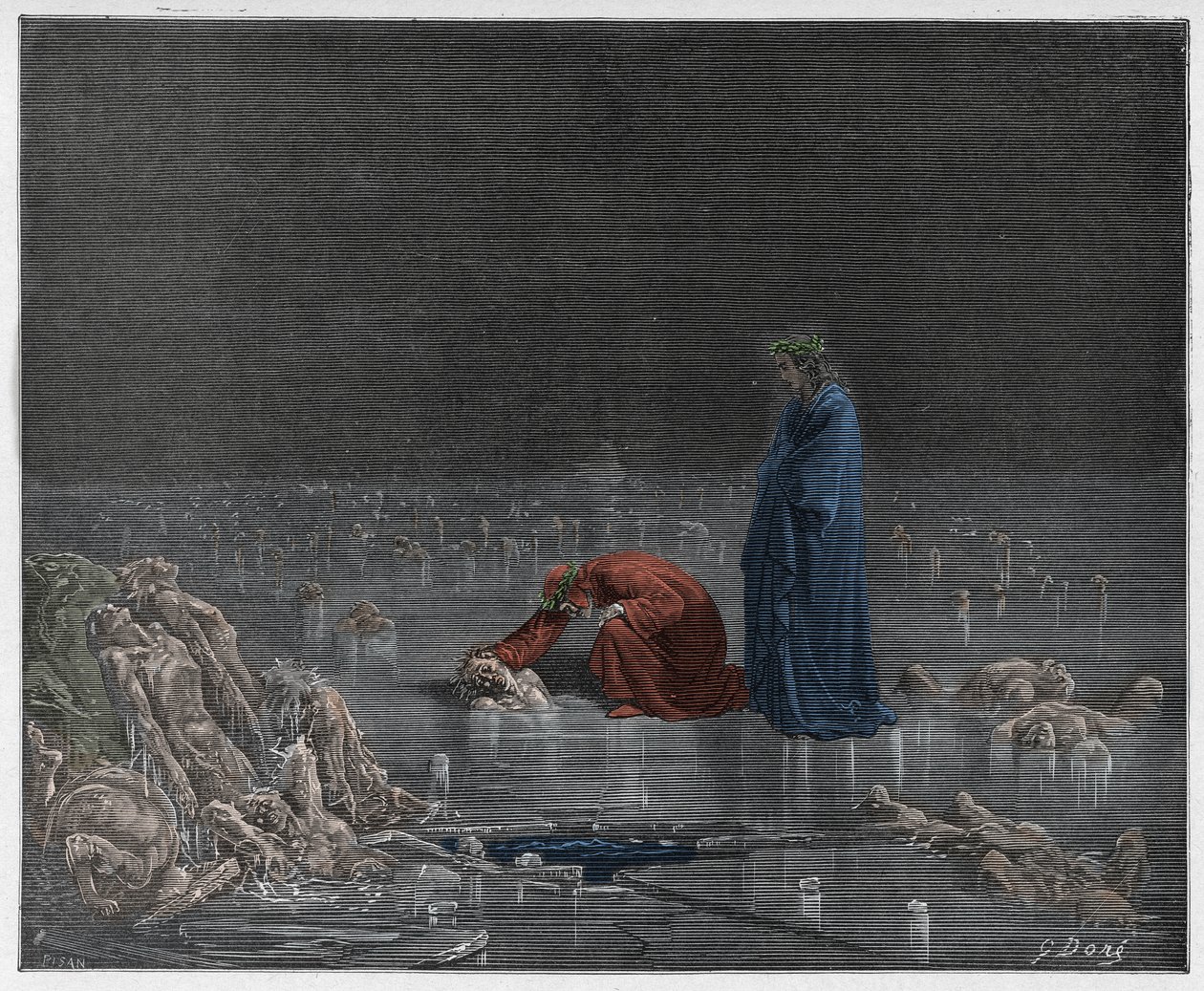Inferno, Canto 32: Dante addresses the traitor Bocca degli Abati (illustration from The Divine Comedy) by Gustave after Dore