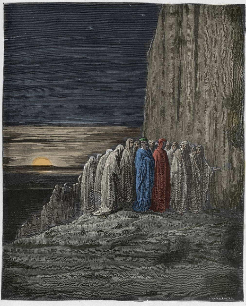 Purgatorio, Canto 18: The multitude of the slothful (illustration from The Divine Comedy) by Gustave after Dore