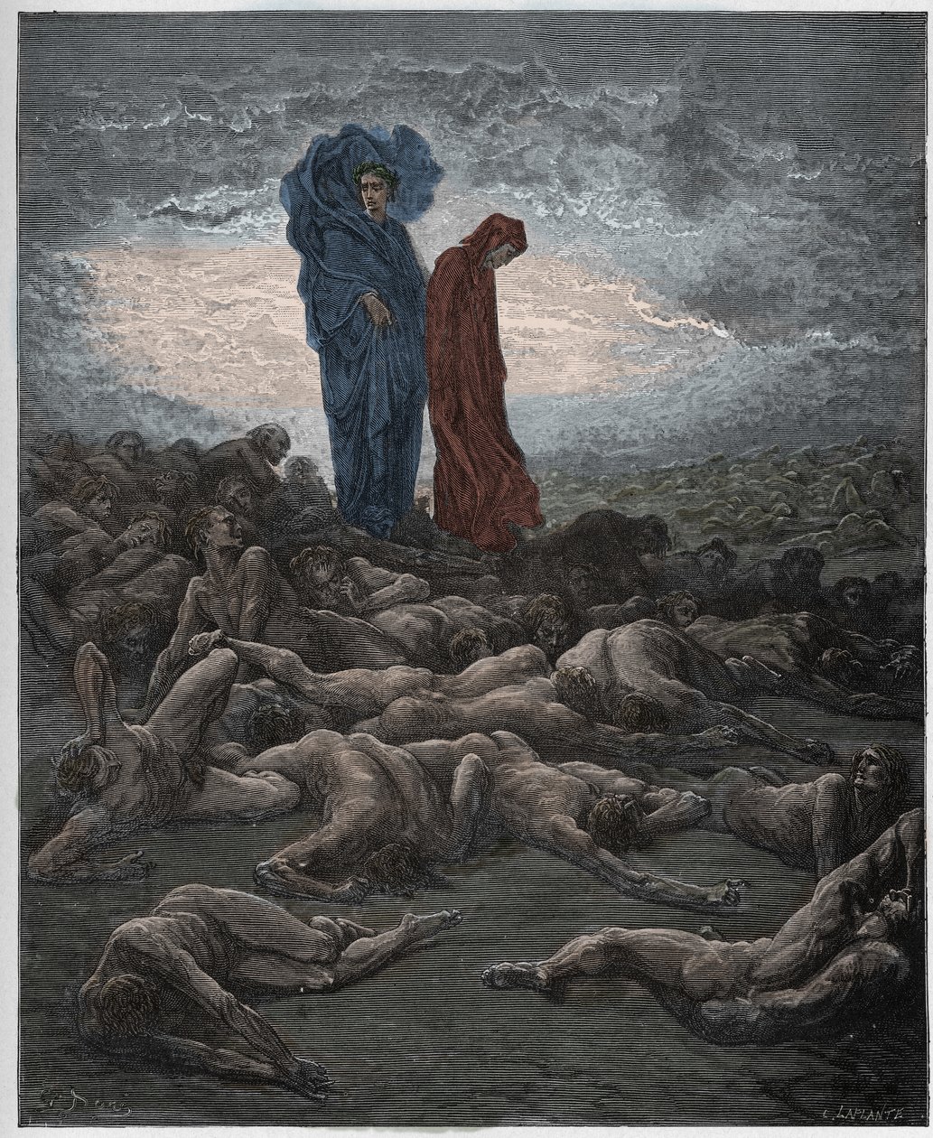 Purgatorio, Canto 20: The souls of the avaricious (illustration from The Divine Comedy) by Gustave after Dore