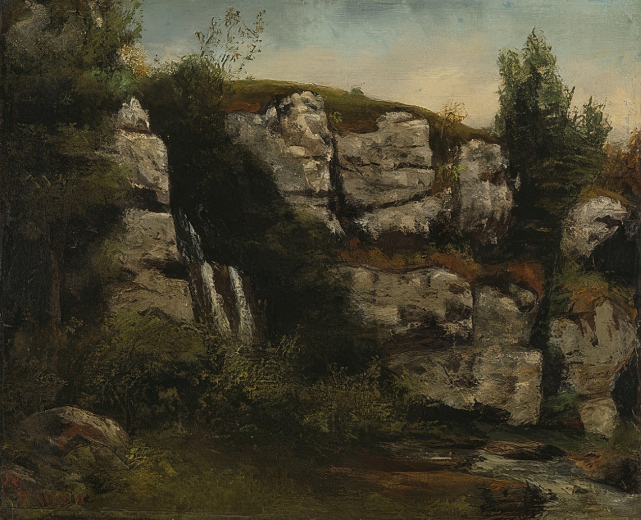 Landscape with Rocks and Waterfall by Gustave Courbet