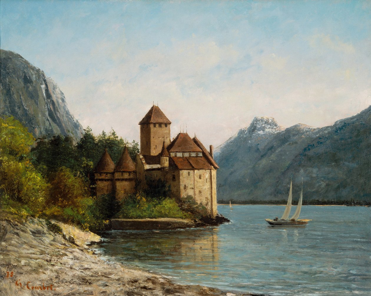 The Castle of Chillon, Evening by Gustave Courbet