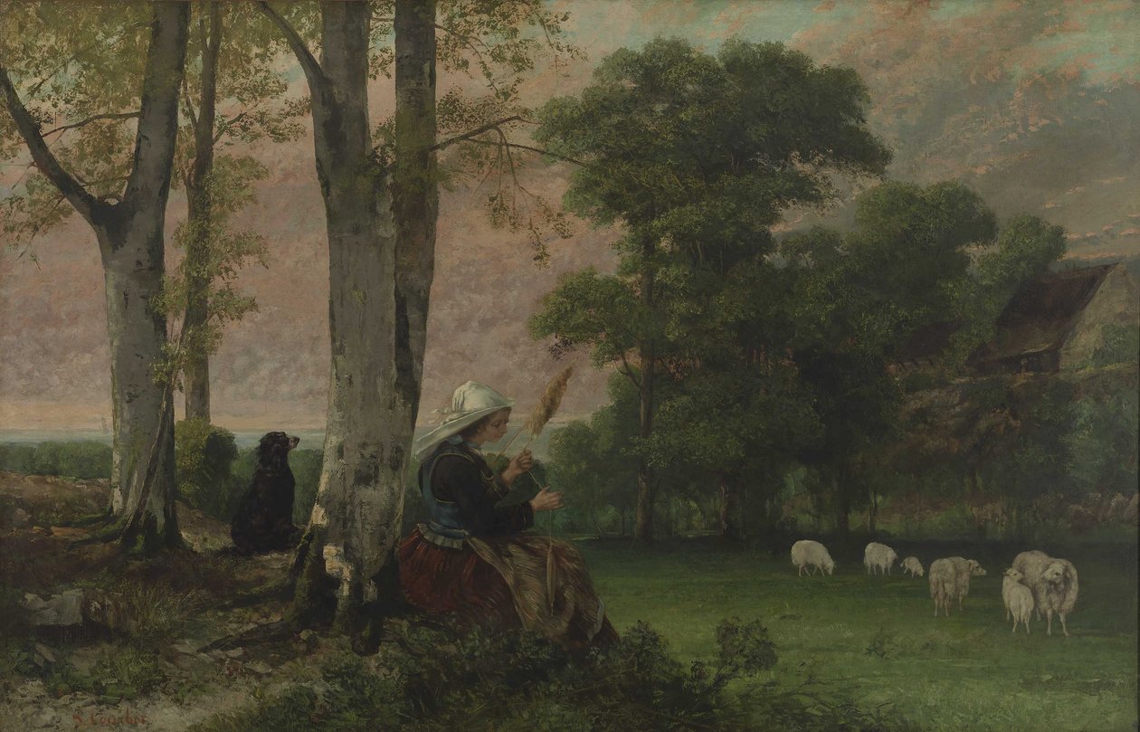 The Shepherdess (The Breton Spinner) by Gustave Courbet