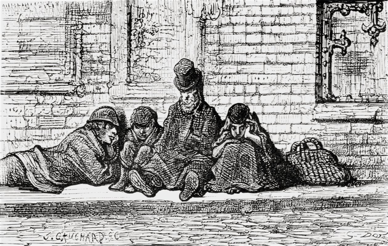 Asleep in the Streets by Gustave Dore