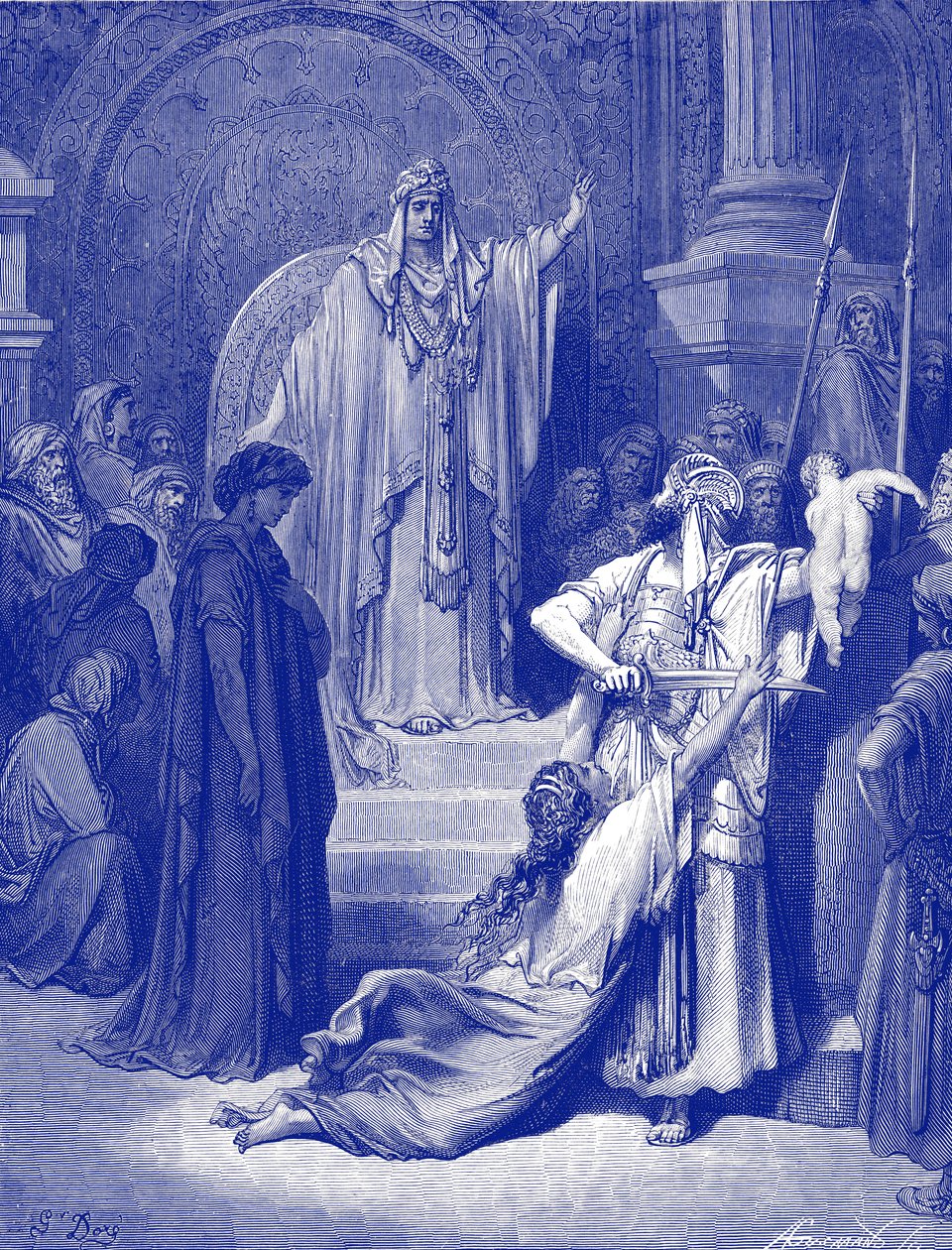 The judgement of Solomon - Bible by Gustave Dore