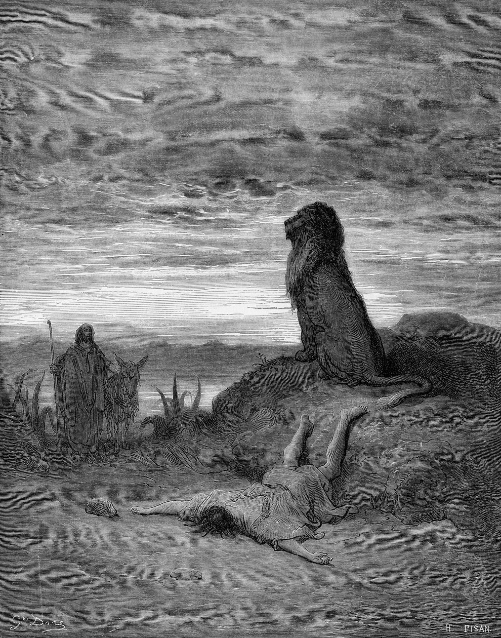 The prophet slain by a lion by Gustave Dore