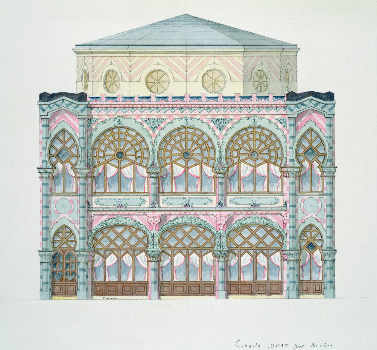 Elevation of a Cafe-Concert, from a folio of designs by H. Monnot