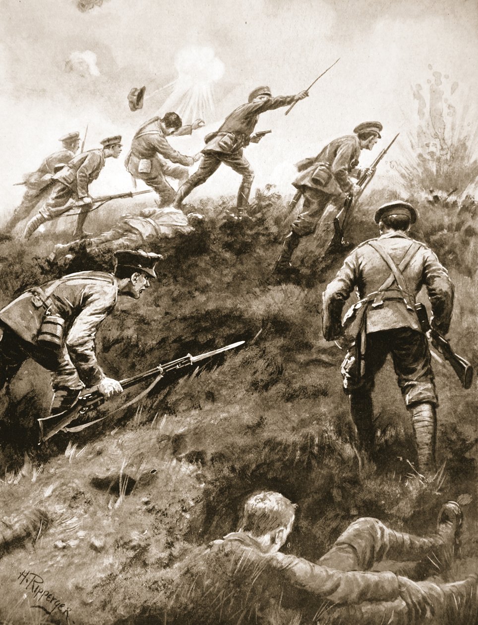Major (Temporary Lieutenant-Colonel) A.F. Douglas-Hamilton Rallies his Men and Leads them Forward, thus Checking the Enemy