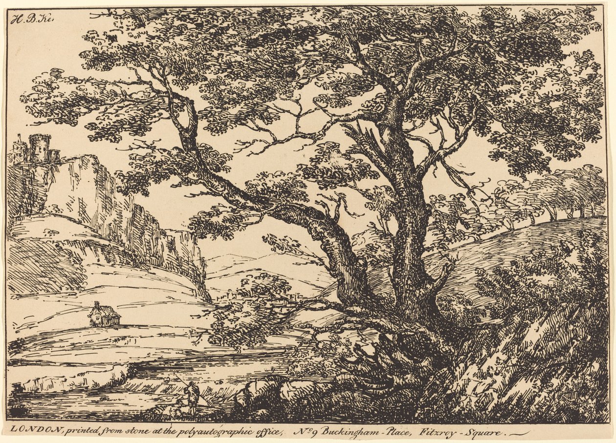 Landscape with Large Tree, Castle on Left by H.B. Ker