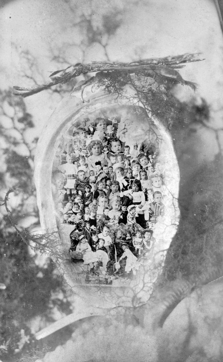 Composite Photo of Children Superimposed in an Abalone Shell, Done in the Style of The Gems of British Columbia by Hannah Maynard