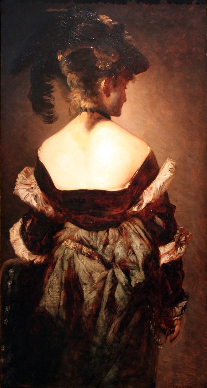Lady with Feather Hat by Hans Makart