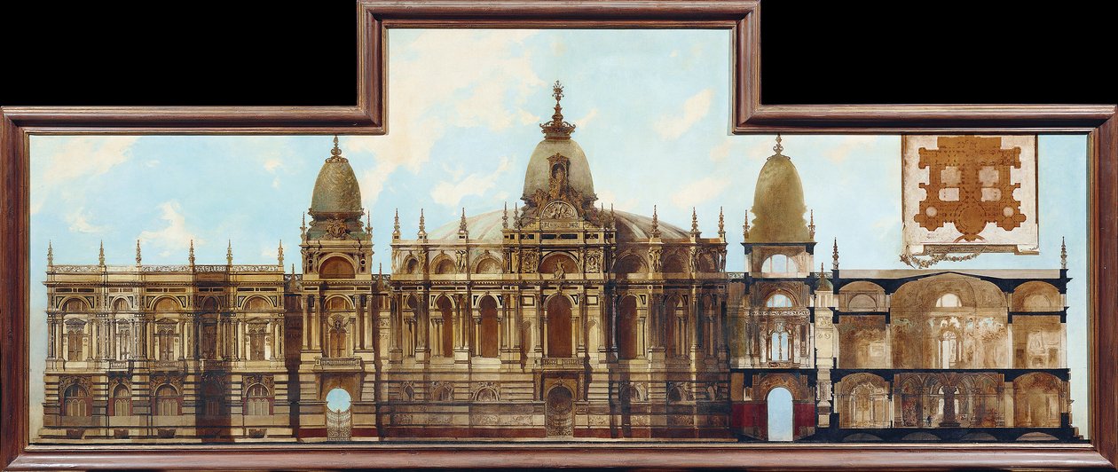 Design for a Palace: Back and Floor Plan by Hans Makart
