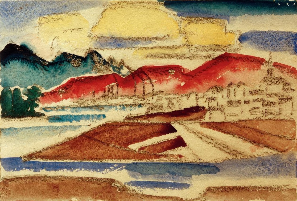 Landscape with Red Mountains by Hans Thuar