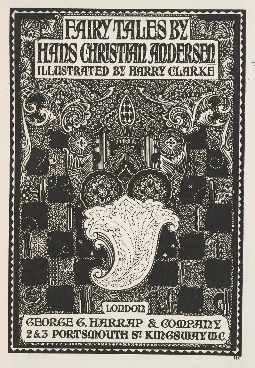 Illustrated title page with symbols and squares by Harry Clarke