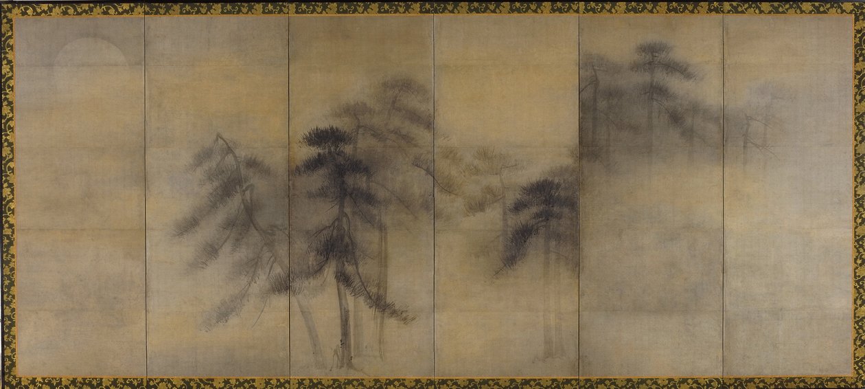 Pine Trees in Moonlight by Hasegawa Tohaku