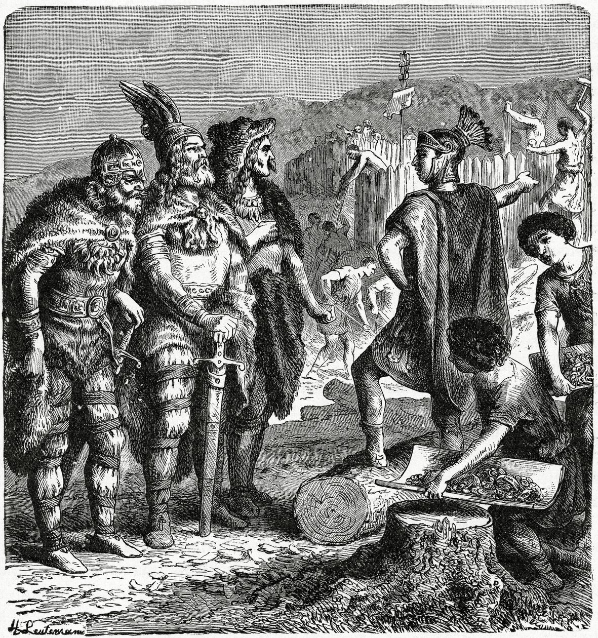 Julian and Frankish Chiefs, c.1880 engraving by Heinrich Leutemann