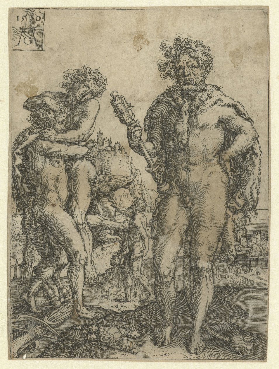 Hercules Defeats Antaeus (Works of Hercules) by Heinrich Aldegrever