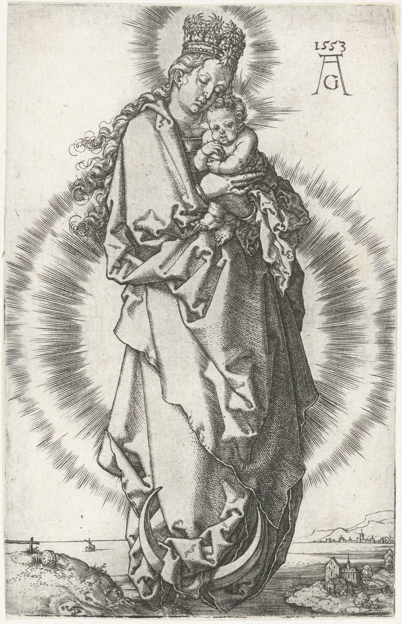 Madonna with Child on the Crescent Moon by Heinrich Aldegrever