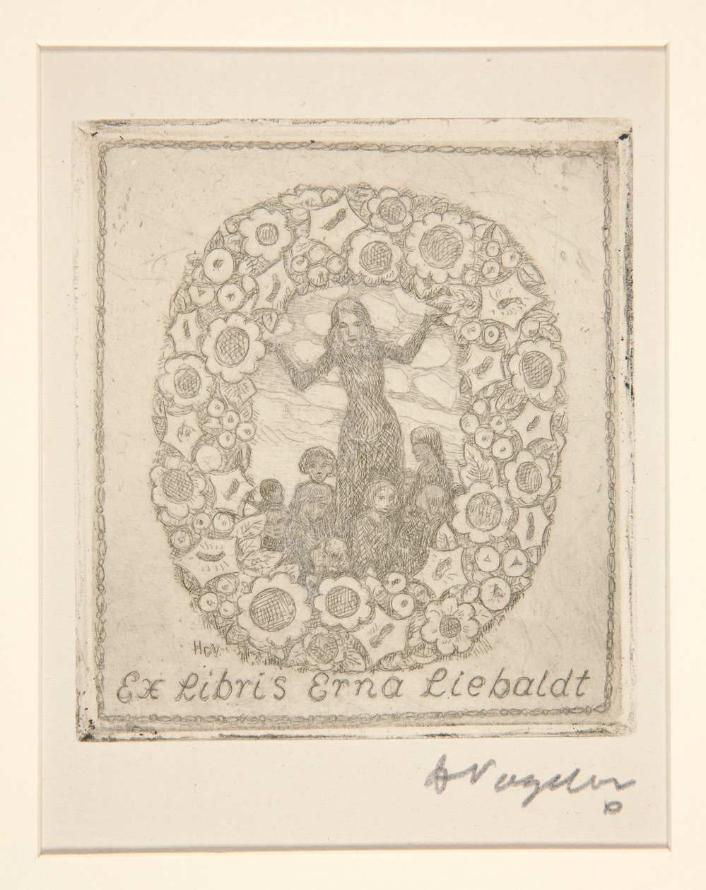 Bookplate: Ex Libris Erna Liebaldt by Heinrich Vogeler
