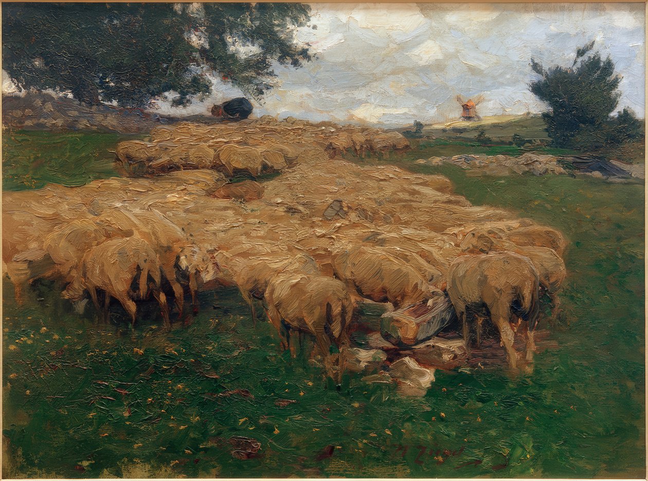 Flock of Sheep on the Rough Alb by Heinrich von Zügel