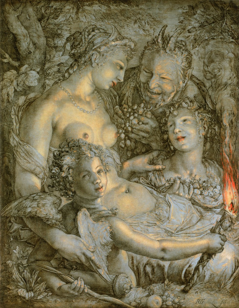 Without Ceres and Bacchus, Venus Would Freeze by Hendrik Goltzius