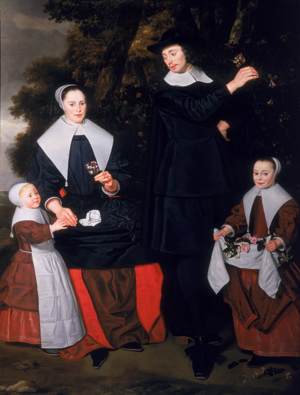 A Gentleman with his Wife and Two Children by Hendrick ten Oever